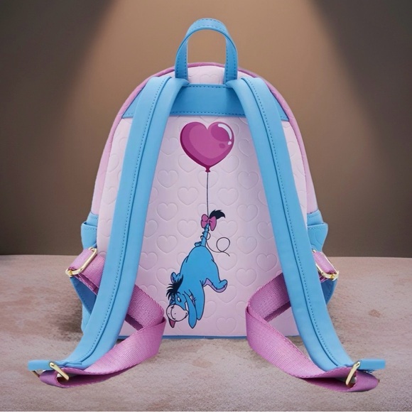 NEW Loungefly Disney Winnie the Pooh EEYORE Hearts Balloons Pink Backpack Bag - Picture 6 of 7